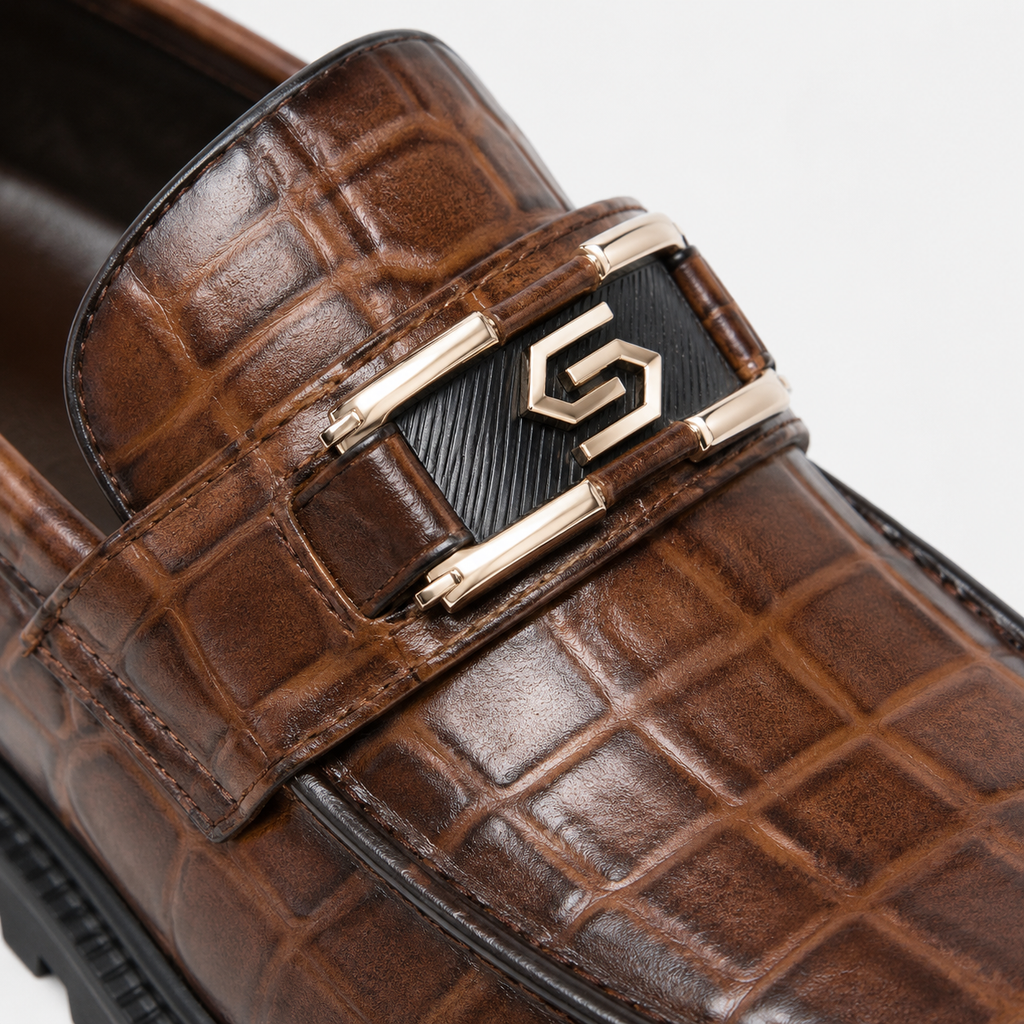 Men's Patent Leather Platform Loafers – Brown Thick Sole Formal Business Wedding Shoes
