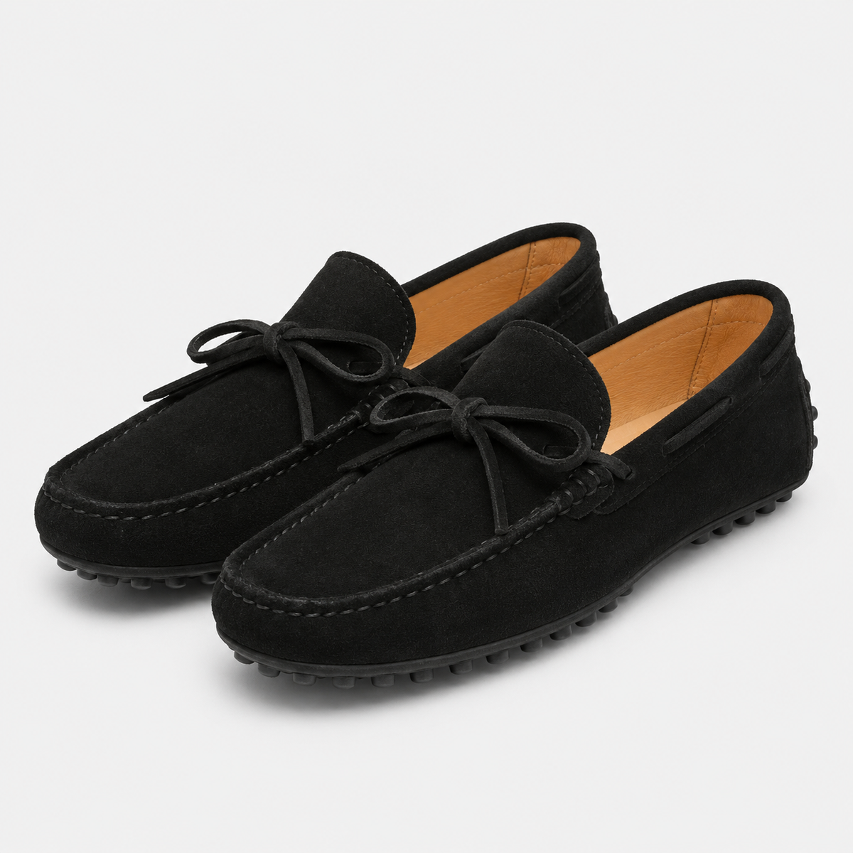 Men's Suede Loafers – Black Luxury Soft Genuine Leather Casual Shoes