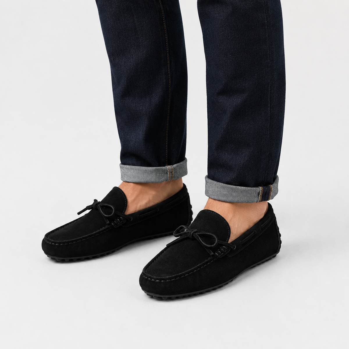 Men's Suede Loafers – Black Luxury Soft Genuine Leather Casual Shoes