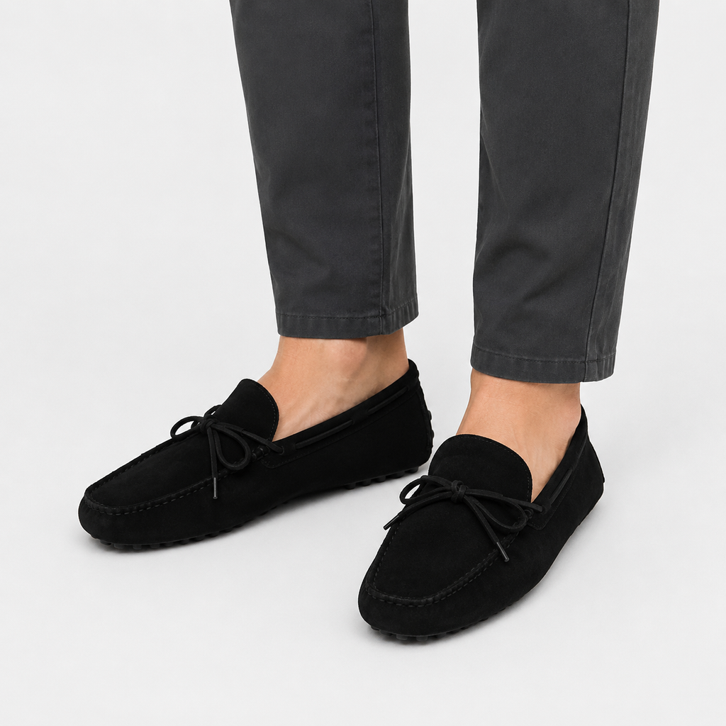 Men's Suede Loafers – Black Luxury Soft Genuine Leather Casual Shoes