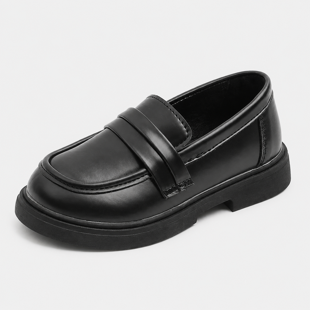 Girls' Princess Leather Loafers – Round Toe Party Wedding & School Shoes