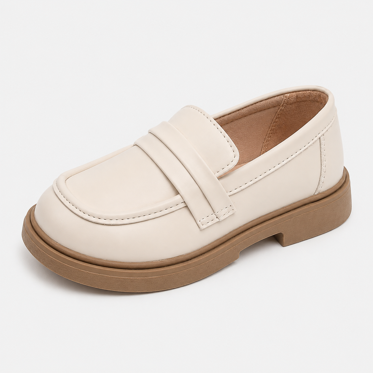 Girls' Princess Leather Loafers – Round Toe Party Wedding & School Shoes