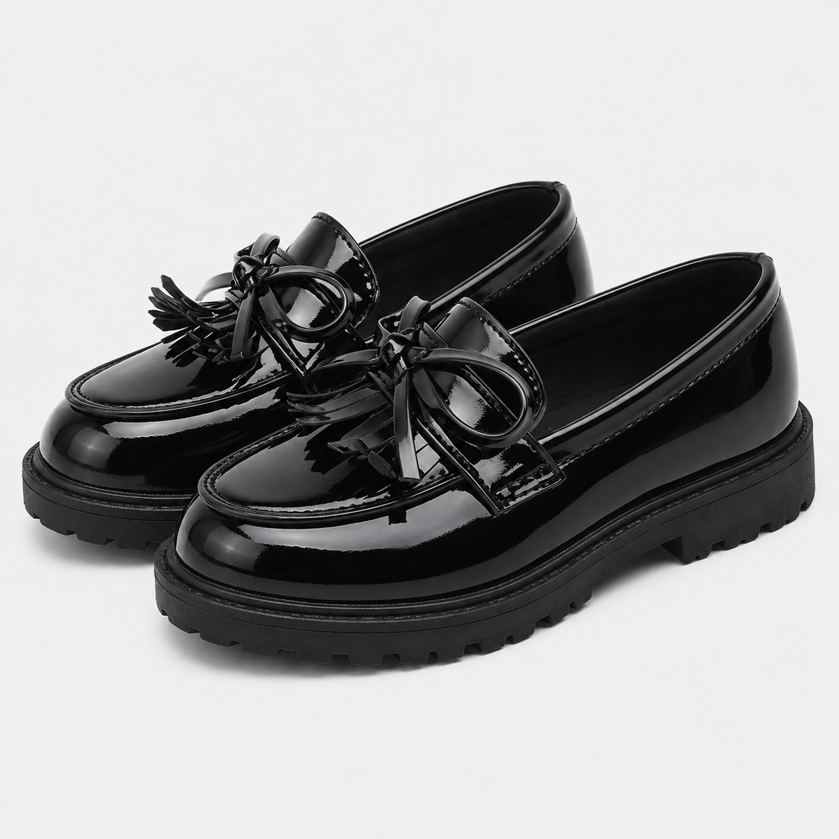 Girls Tassel Bow-Knot Loafers – Chic Leather Slip-On Flat Shoes for Party & Wedding
