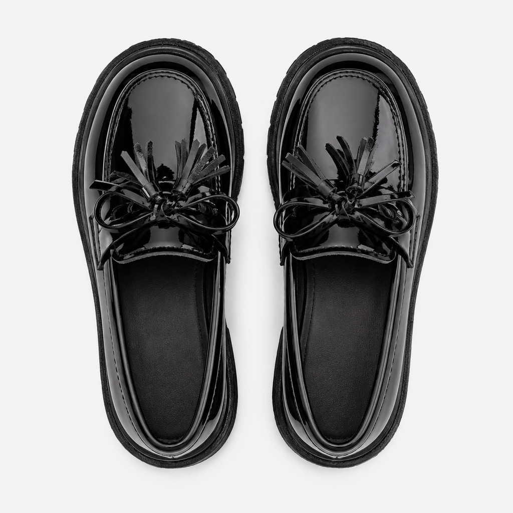 Girls Tassel Bow-Knot Loafers – Chic Leather Slip-On Flat Shoes for Party & Wedding