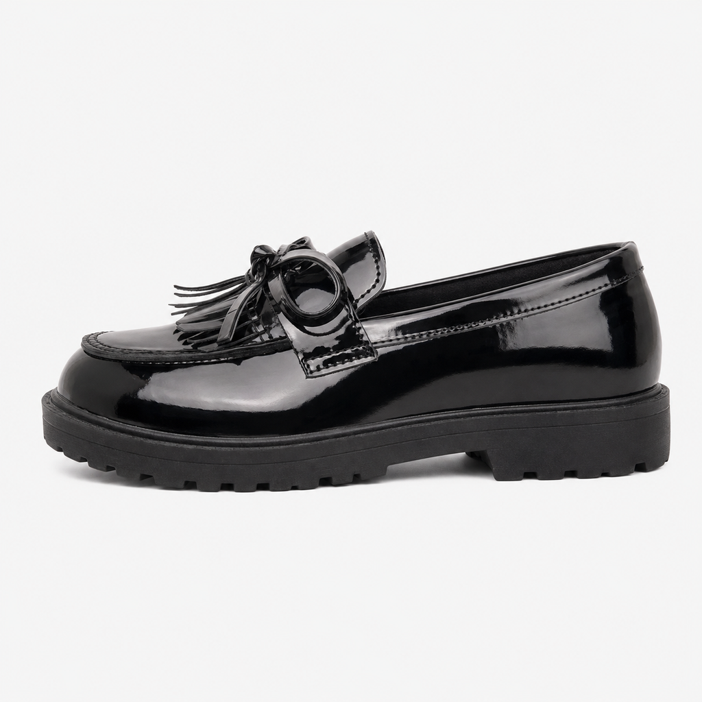 Girls Tassel Bow-Knot Loafers – Chic Leather Slip-On Flat Shoes for Party & Wedding