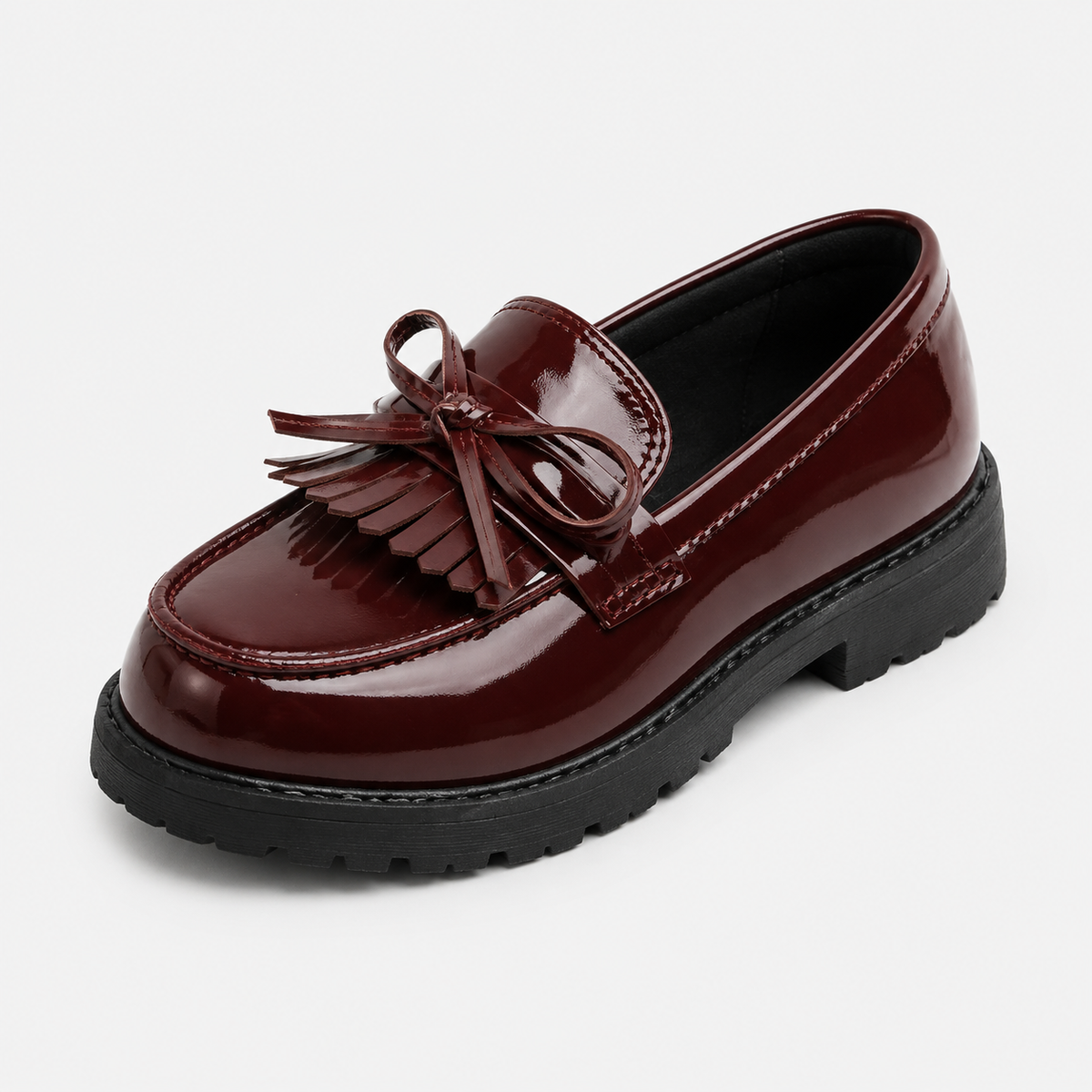 Girls Tassel Bow-Knot Loafers – Chic Leather Slip-On Flat Shoes for Party & Wedding