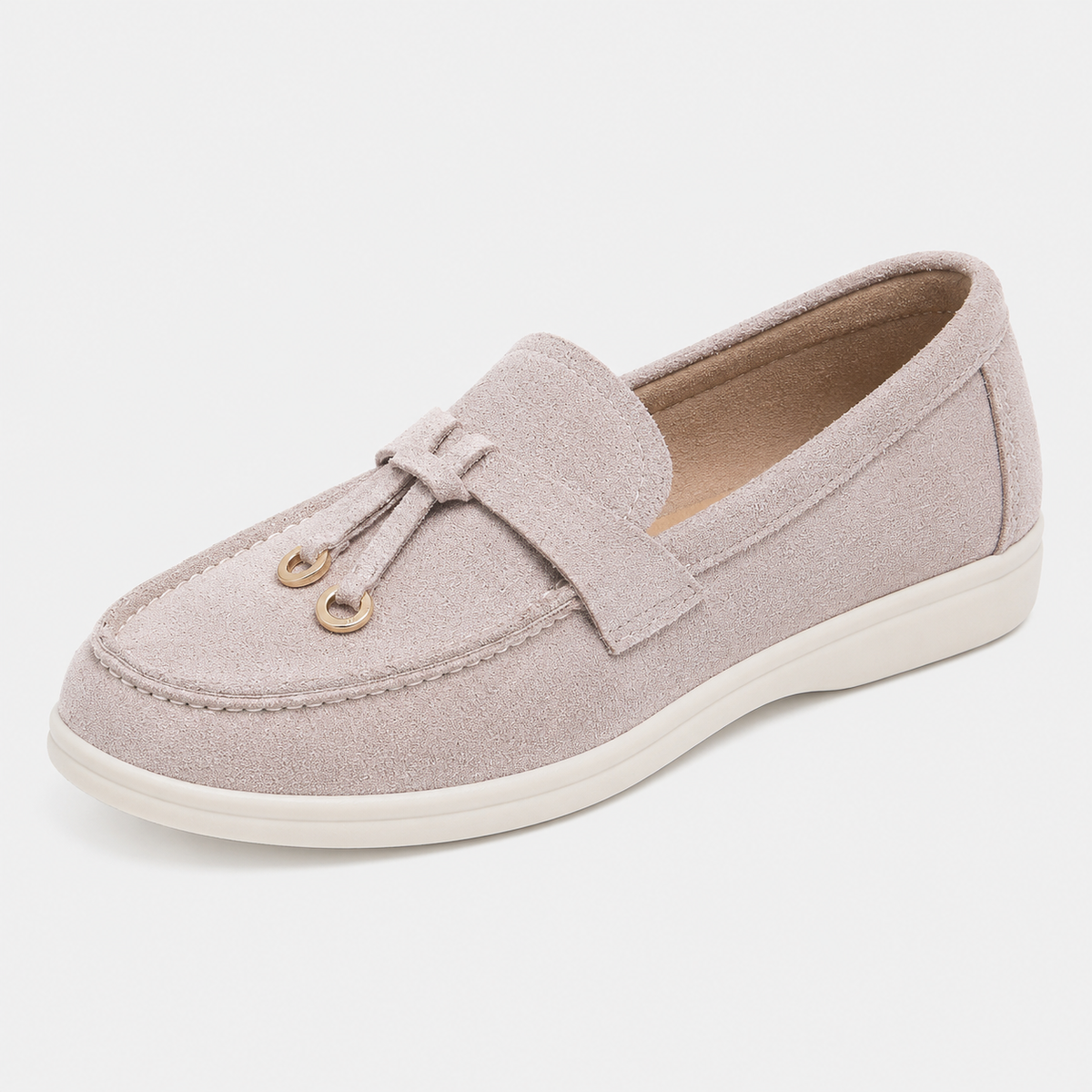 Womens Faux Suede Flat Loafers – Elegant Casual Slip-On Shoes