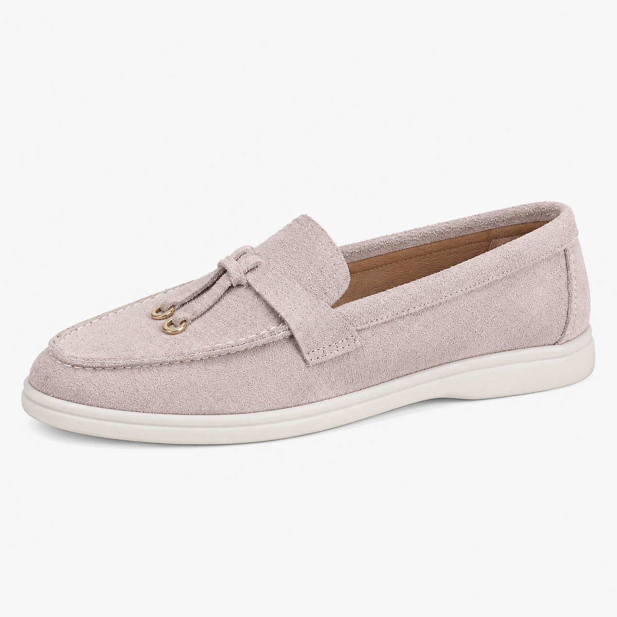 Womens Faux Suede Flat Loafers – Elegant Casual Slip-On Shoes