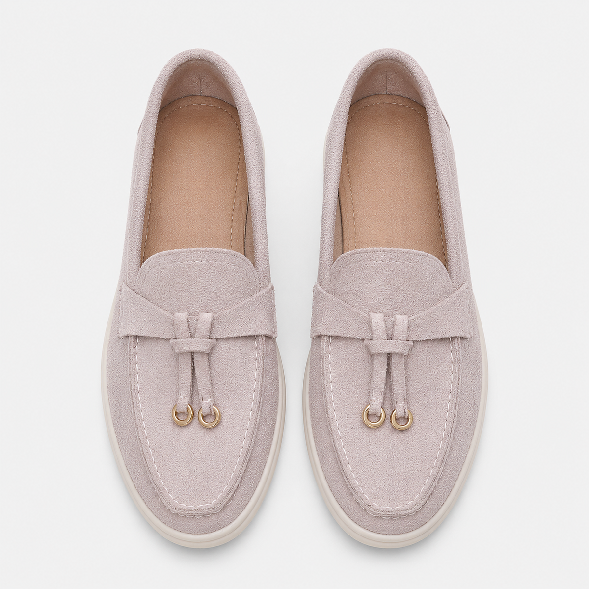 Womens Faux Suede Flat Loafers – Elegant Casual Slip-On Shoes