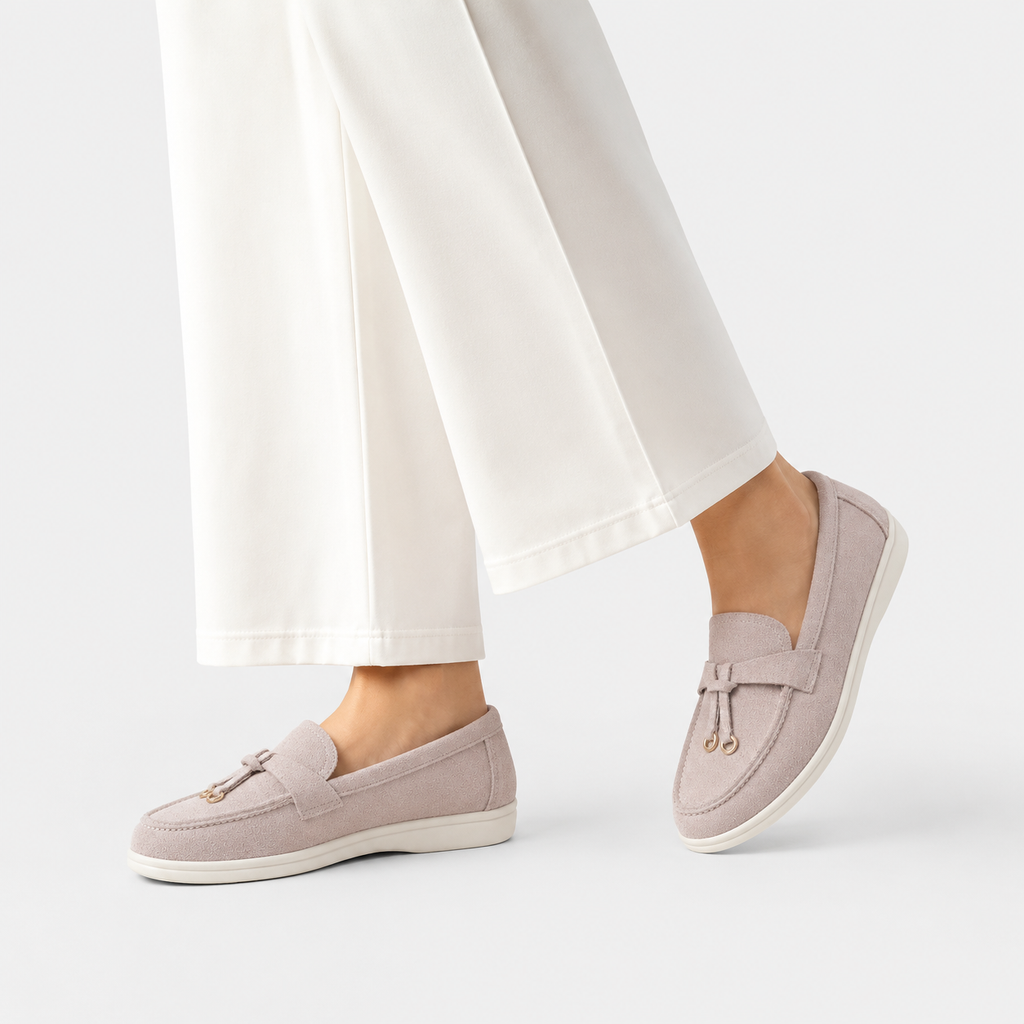 Womens Faux Suede Flat Loafers – Elegant Casual Slip-On Shoes