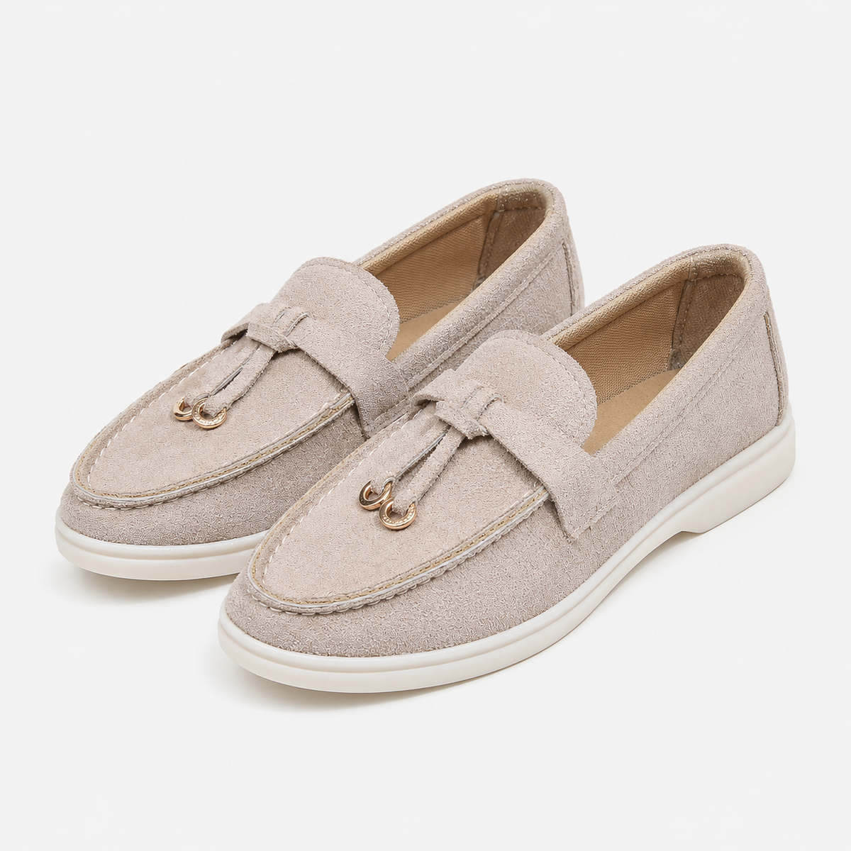 Womens Faux Suede Flat Loafers – Elegant Casual Slip-On Shoes
