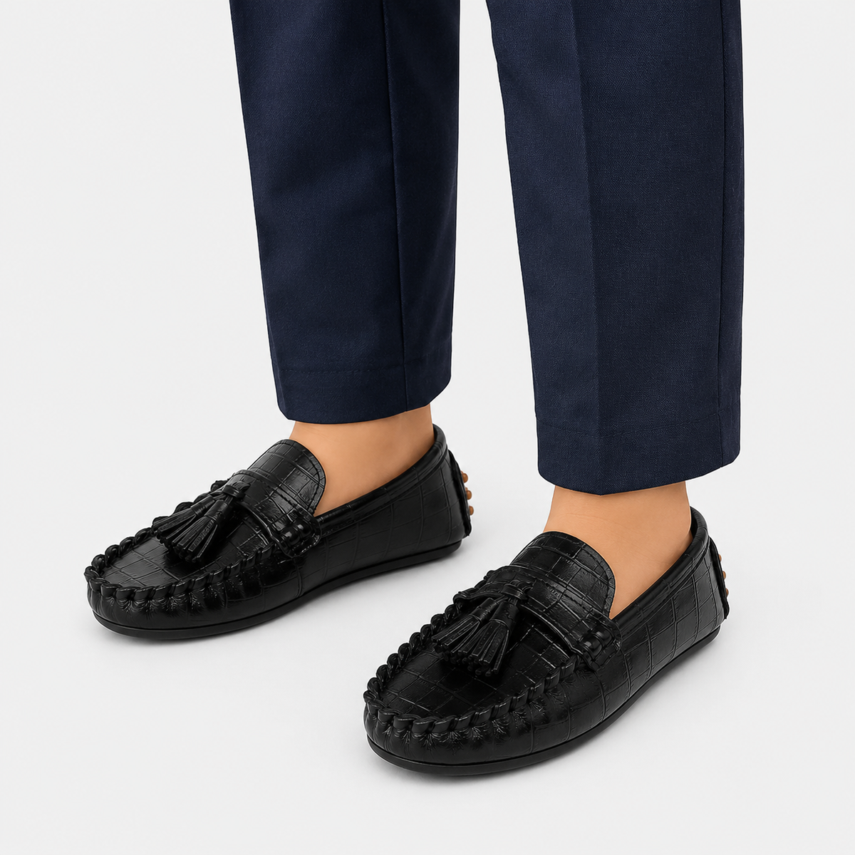 Kids Tassel Loafers – Non-Slip Soft Leather Casual Slip-On Shoes for Boys