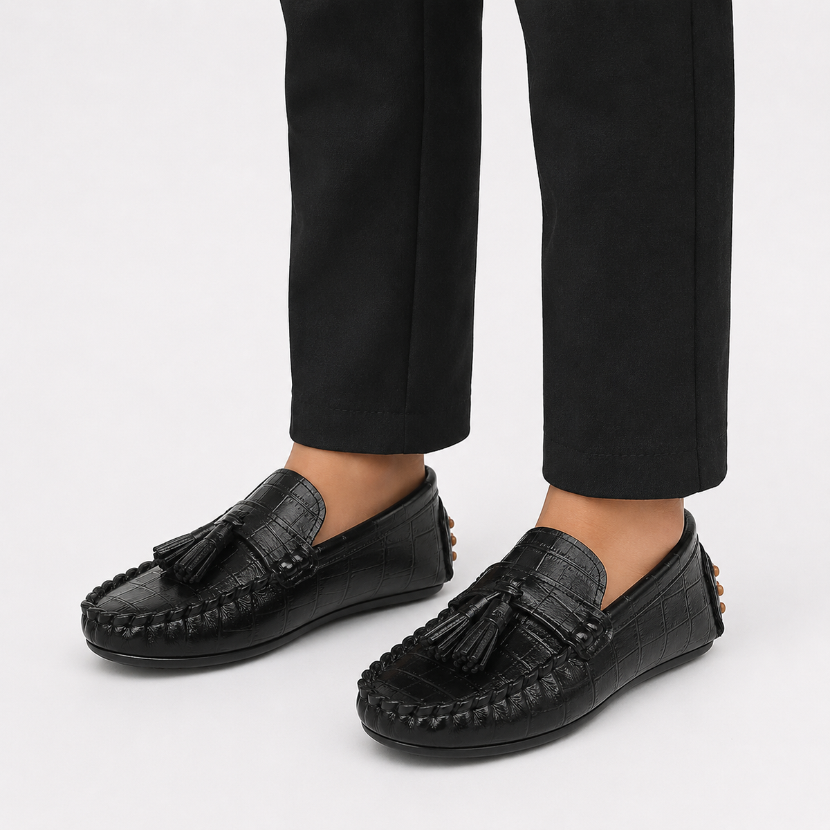 Kids Tassel Loafers – Non-Slip Soft Leather Casual Slip-On Shoes for Boys