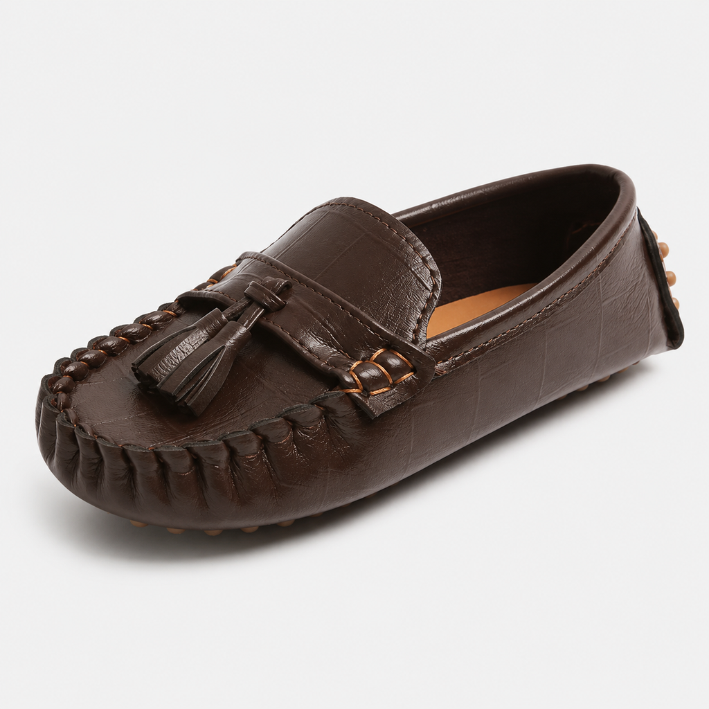 Kids Tassel Loafers – Non-Slip Soft Leather Casual Slip-On Shoes for Boys
