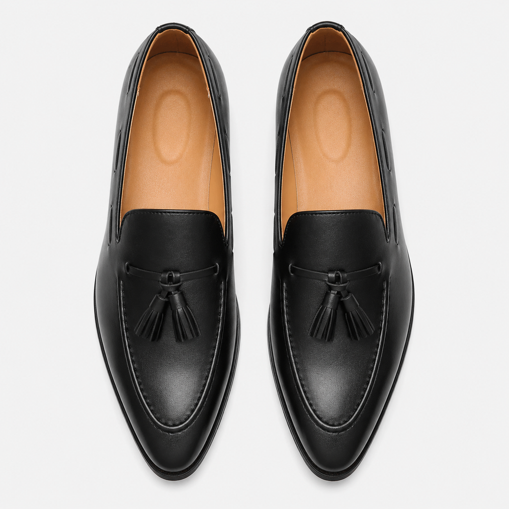 Mens Tassel Loafers – Black British Style Slip-On Formal Dress Shoes