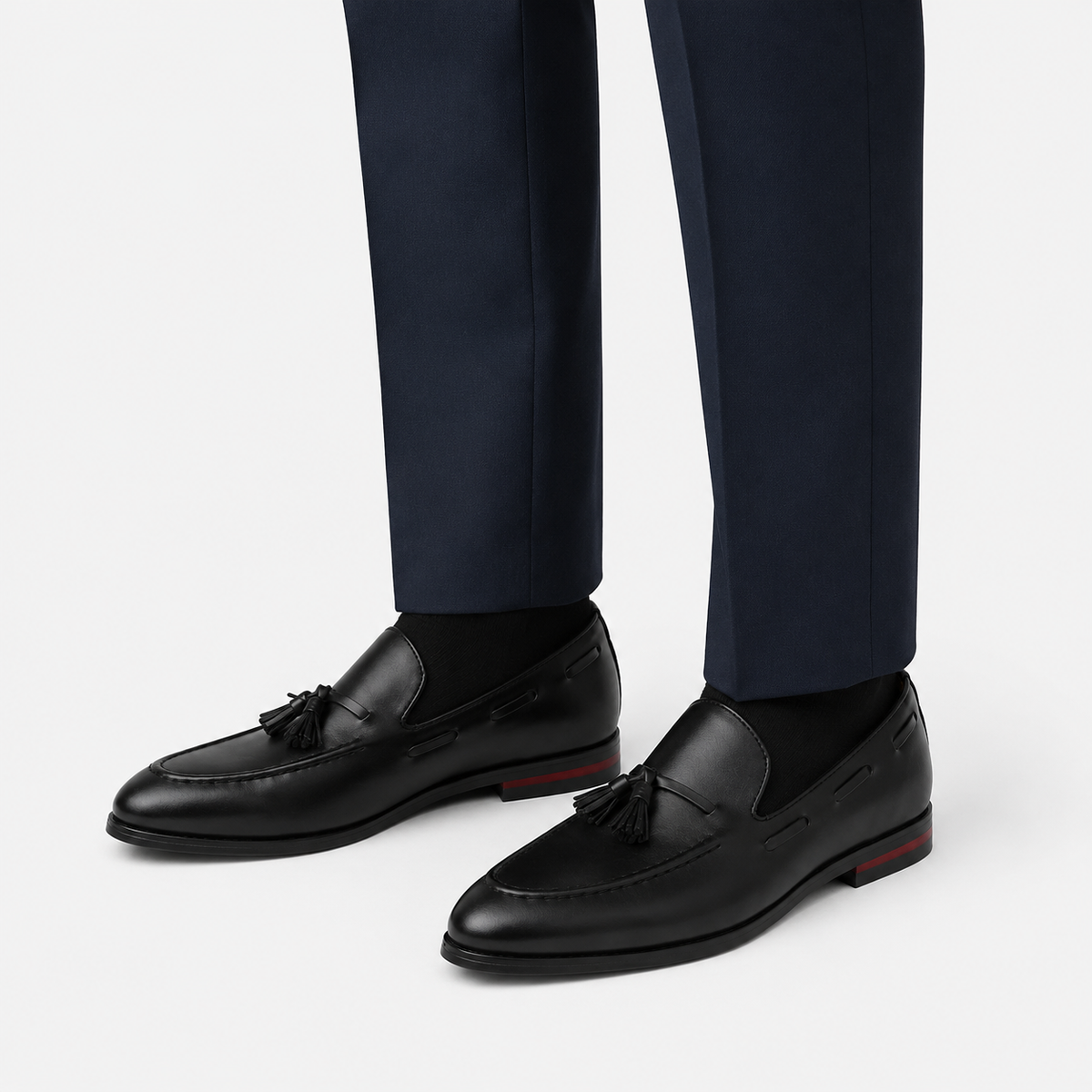Mens Tassel Loafers – Black British Style Slip-On Formal Dress Shoes