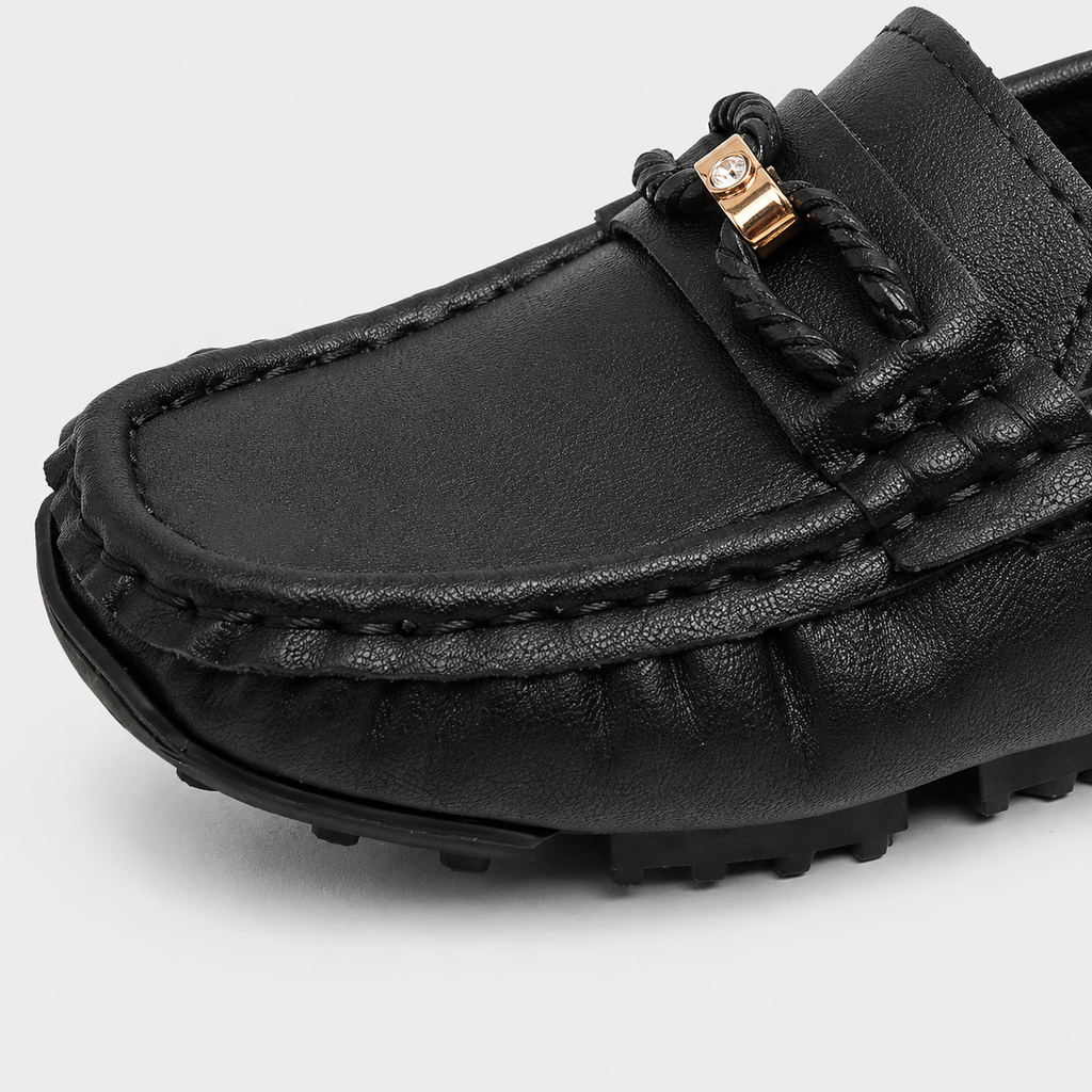 Boys Slip-On Loafers – Soft Sole Classic Buckle Casual Kids Flat Shoes