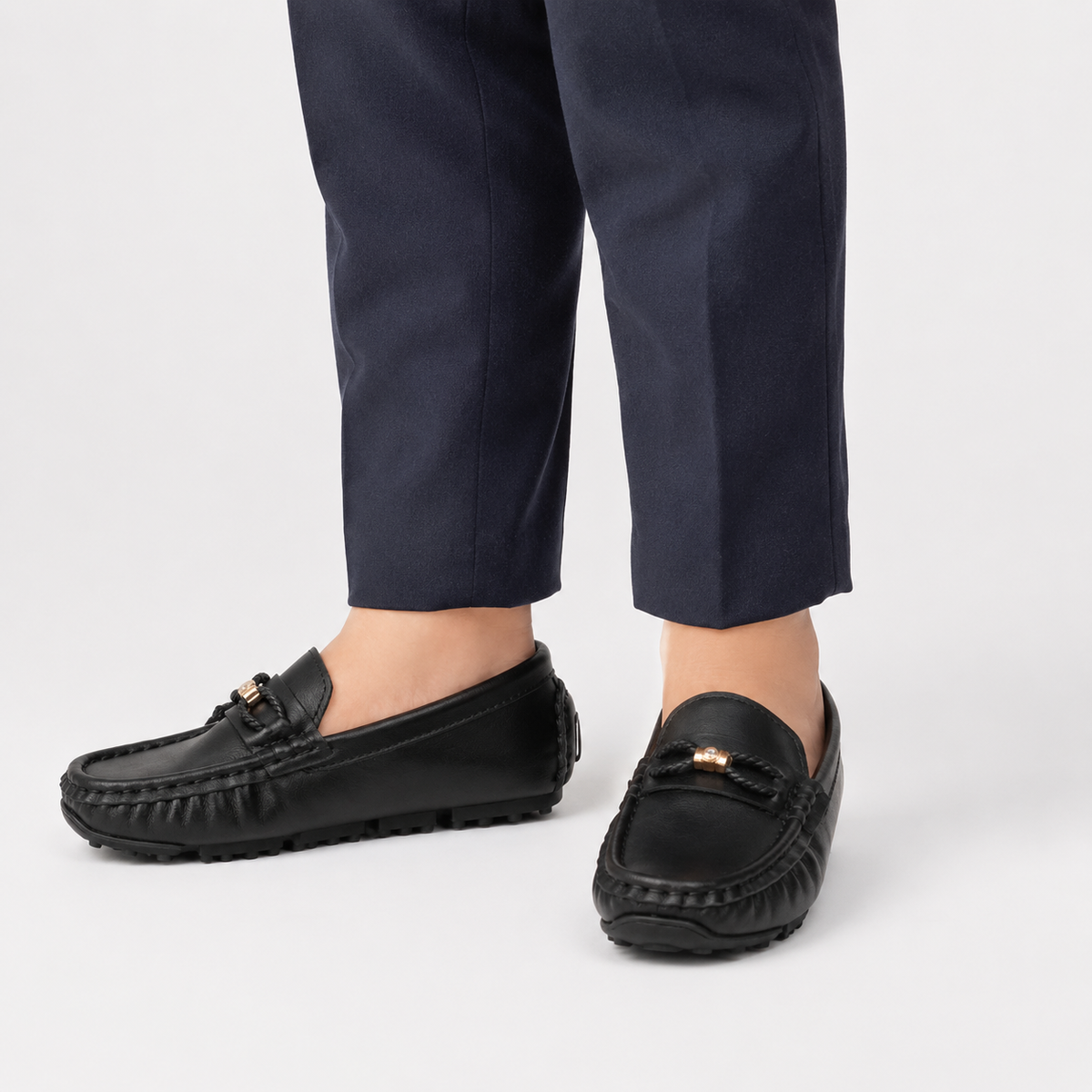Boys Slip-On Loafers – Soft Sole Classic Buckle Casual Kids Flat Shoes