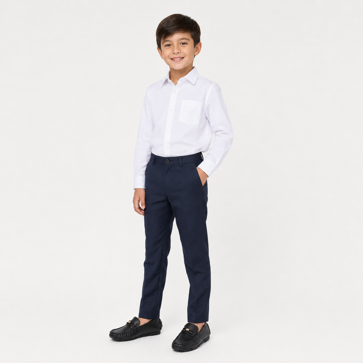 Boys Slip-On Loafers – Soft Sole Classic Buckle Casual Kids Flat Shoes