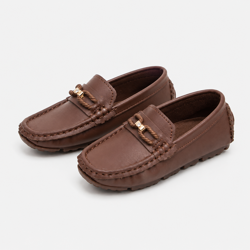 Boys Slip-On Loafers – Soft Sole Classic Buckle Casual Kids Flat Shoes