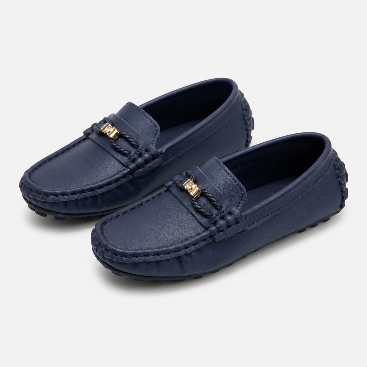 Boys Slip-On Loafers – Soft Sole Classic Buckle Casual Kids Flat Shoes