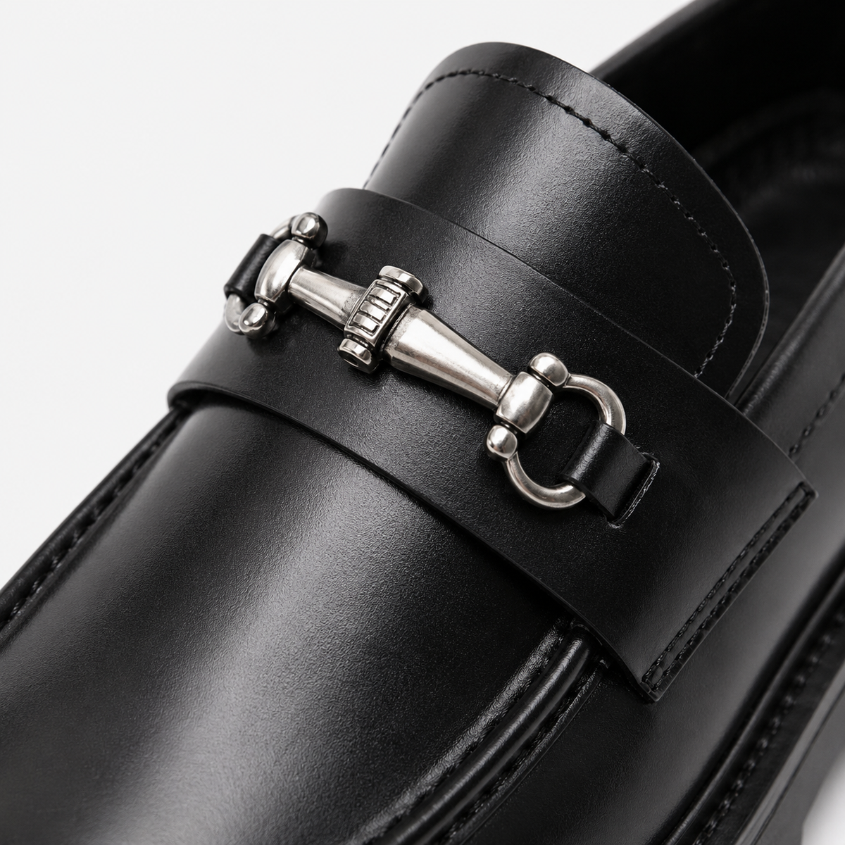 Mens Thick Sole Penny Loafers – Black Classic Buckle Slip-On Formal Business Dress Shoes