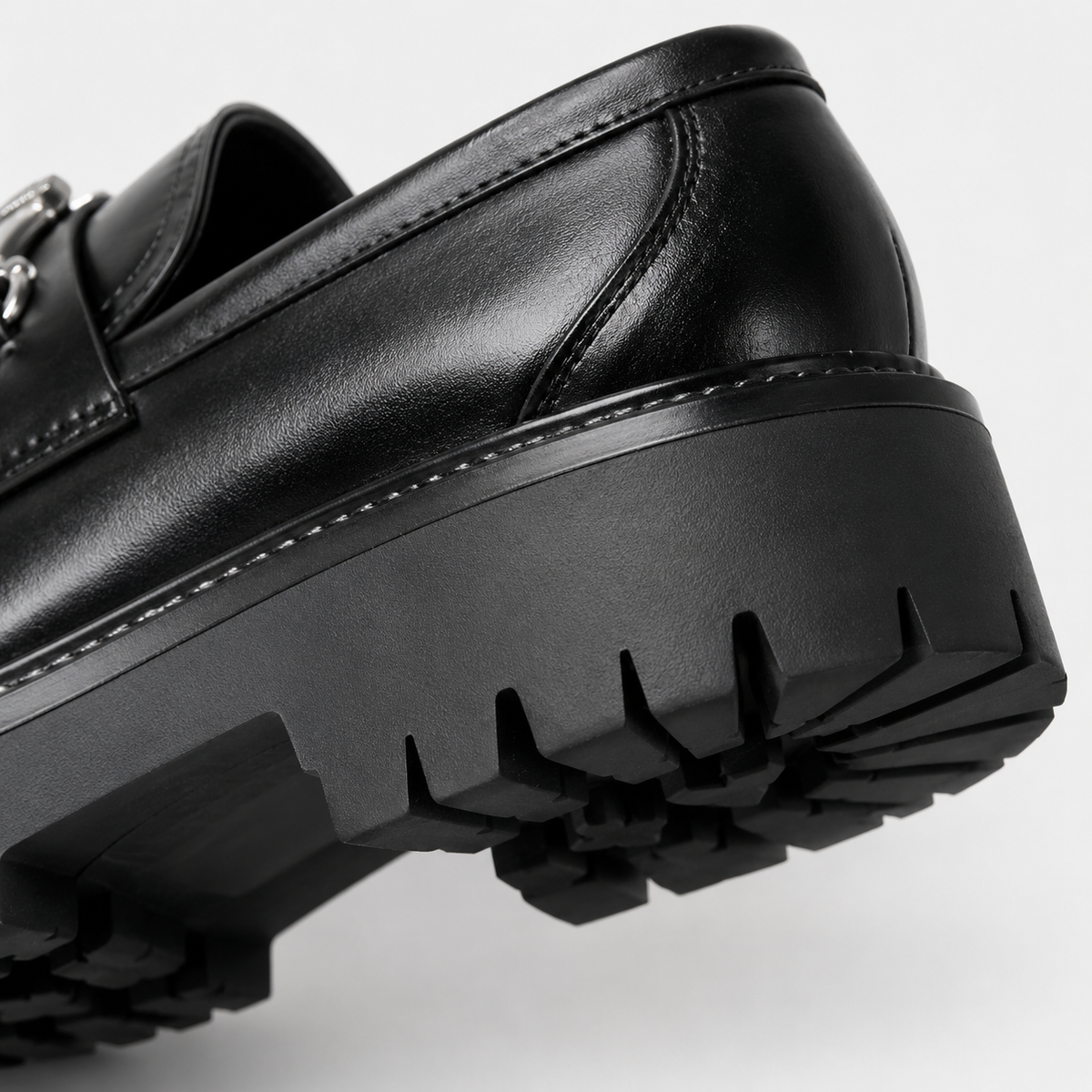 Mens Thick Sole Penny Loafers – Black Classic Buckle Slip-On Formal Business Dress Shoes