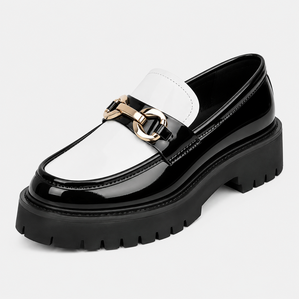Mens Classic Penny Loafers – Metal Buckle Thick Sole Formal Business Shoes