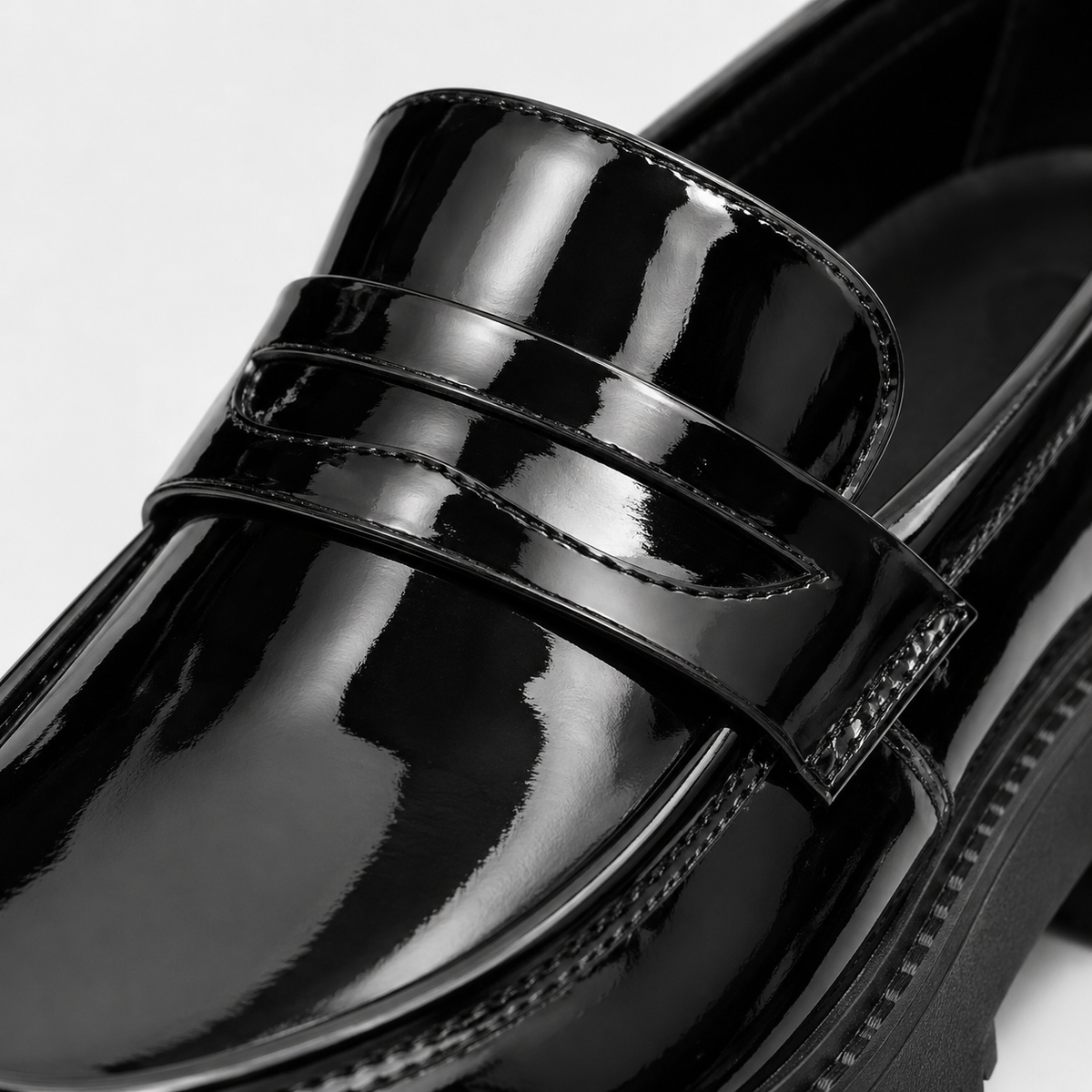 Mens Black Penny Loafers – Thick Sole Slip-On Formal Party Dress Shoes