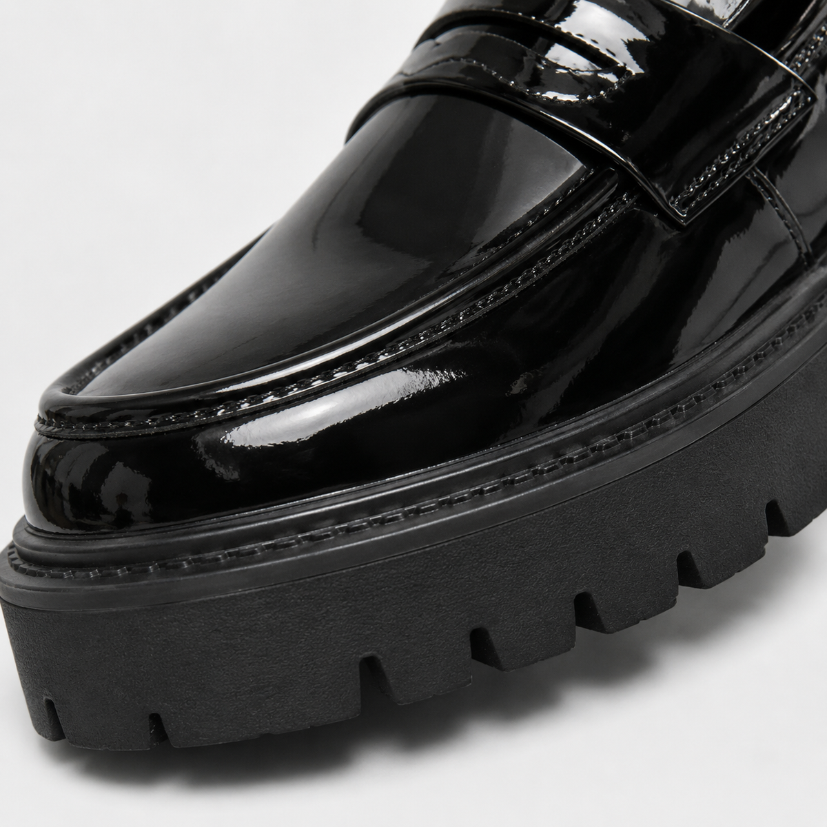 Mens Black Penny Loafers – Thick Sole Slip-On Formal Party Dress Shoes
