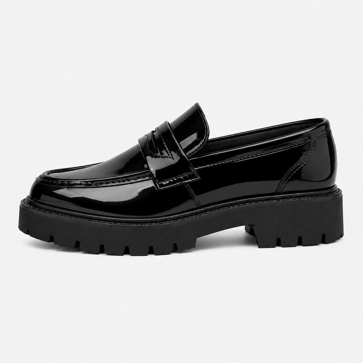 Mens Black Penny Loafers – Thick Sole Slip-On Formal Party Dress Shoes