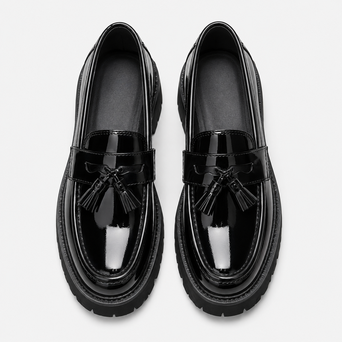 Mens Tassel Loafers – Black & White Leather British Style Slip-On Dress Shoes