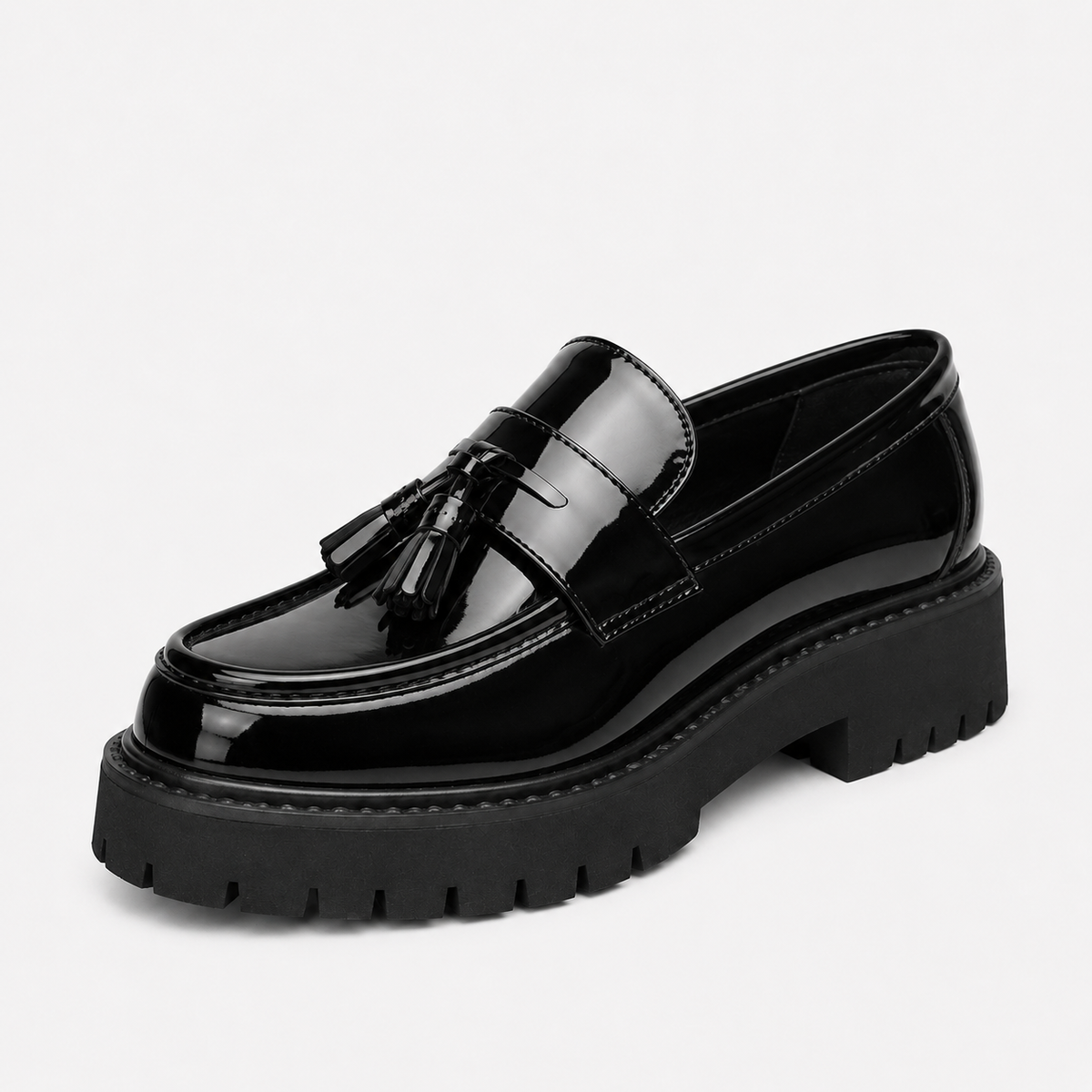 Mens Tassel Loafers – Black & White Leather British Style Slip-On Dress Shoes