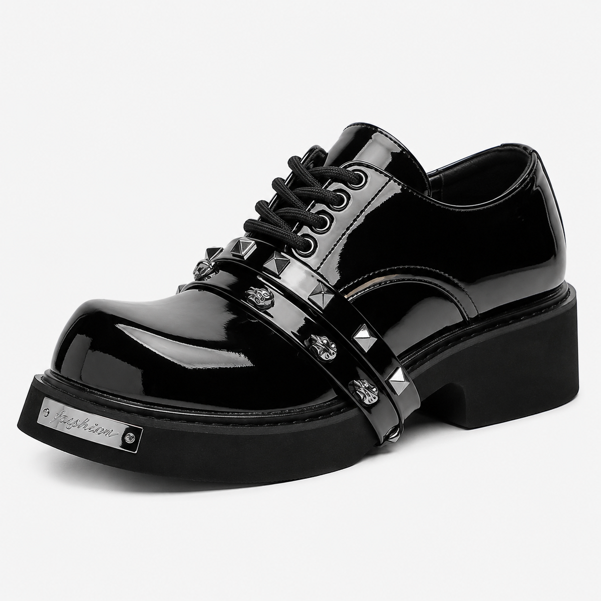 Mens Black Chunky Platform Loafers – Classic British Leather Business Oxford Shoes