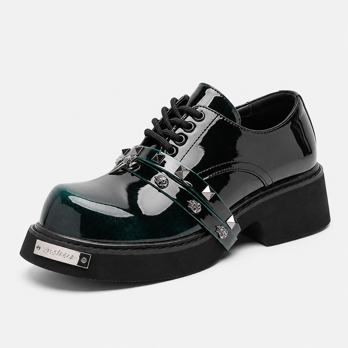 Mens Black Chunky Platform Loafers – Classic British Leather Business Oxford Shoes