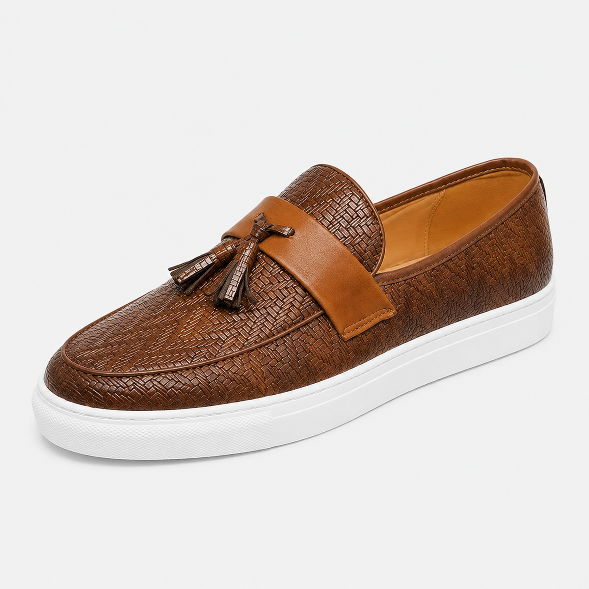 Mens Brown Leather Tassel Loafers – Casual Driving Flat Shoes for Party & Wedding
