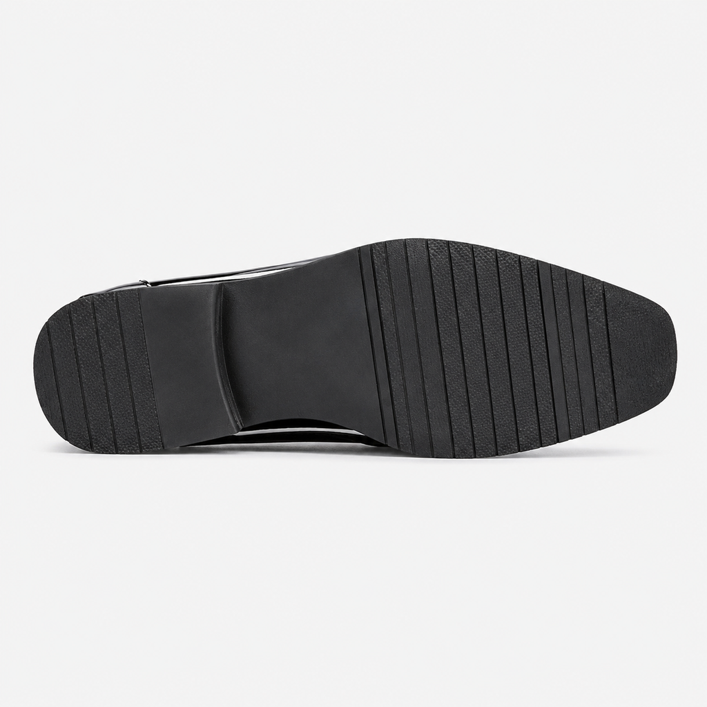 Mens Croc Pattern Penny Loafers – Black & White Mixed Leather Business Shoes