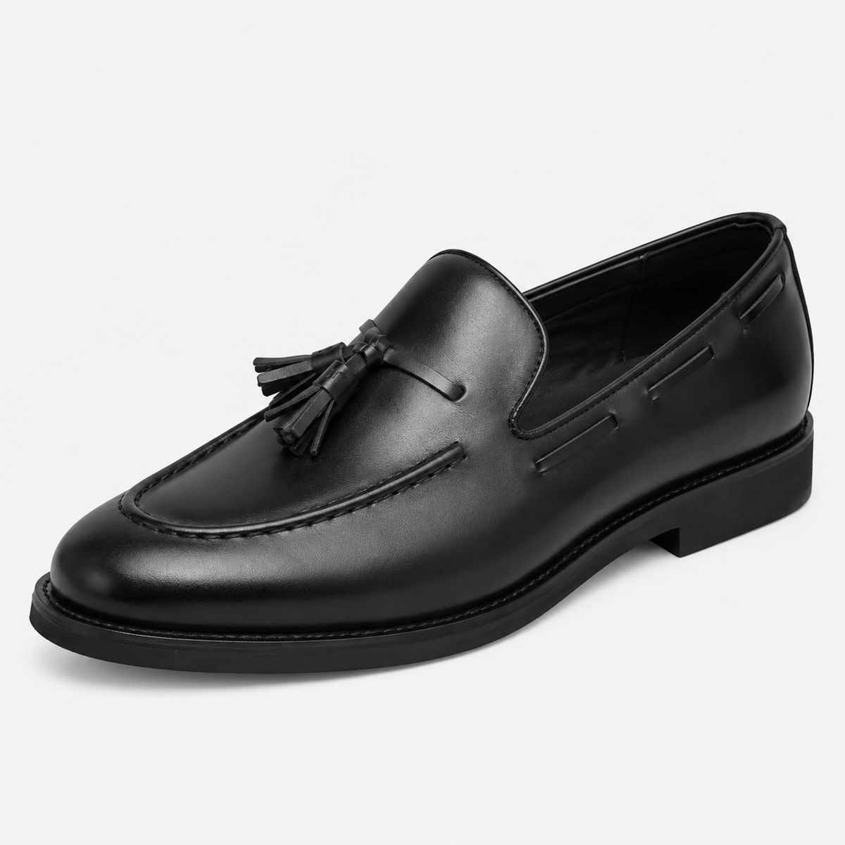 Mens Black Tassel Slip-On Loafers – Versatile Korean British Style Leather Shoes