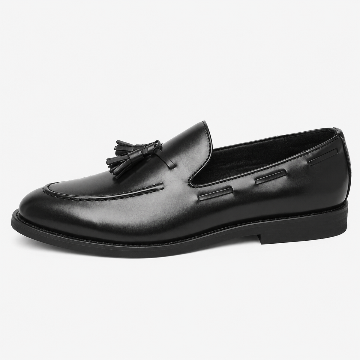 Mens Black Tassel Slip-On Loafers – Versatile Korean British Style Leather Shoes