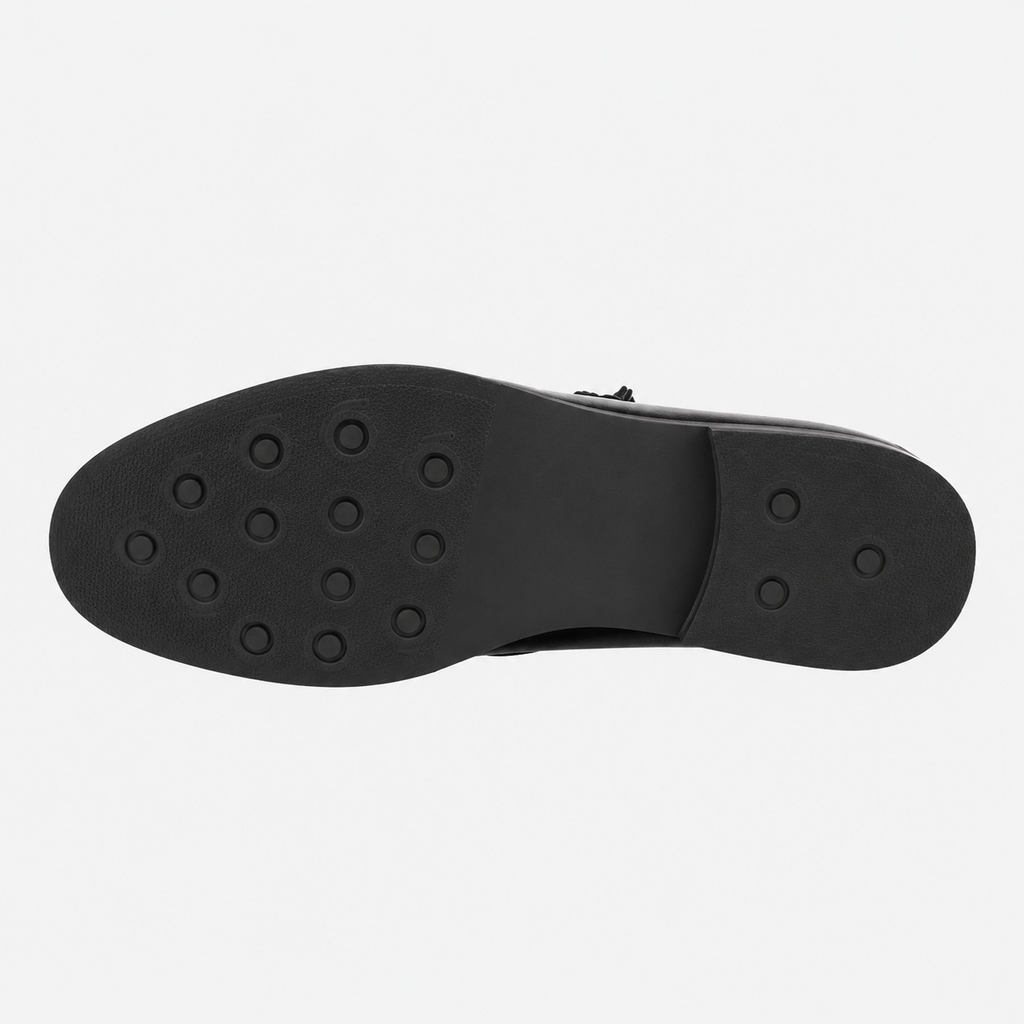 Mens Black Tassel Slip-On Loafers – Versatile Korean British Style Leather Shoes