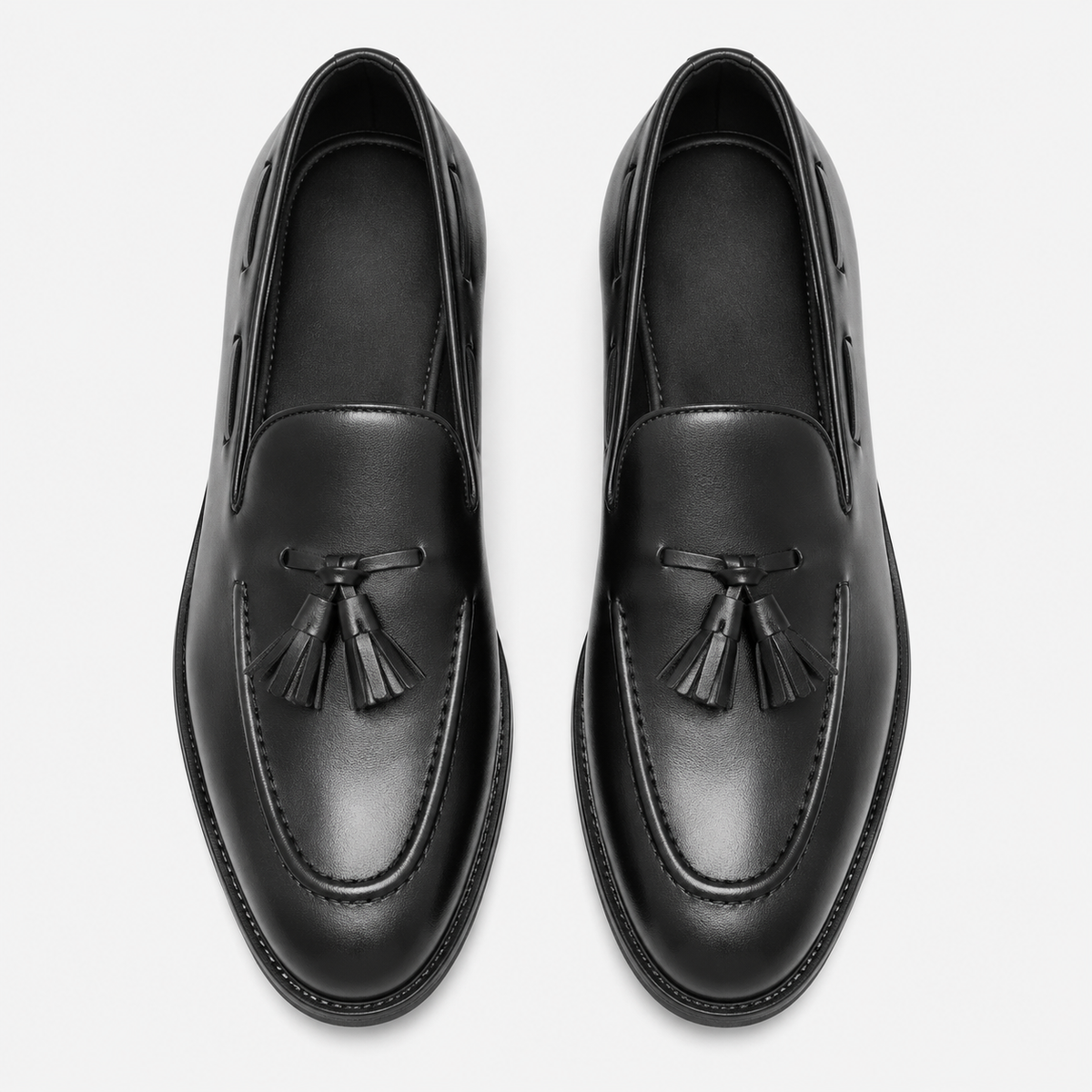 Mens Black Tassel Slip-On Loafers – Versatile Korean British Style Leather Shoes