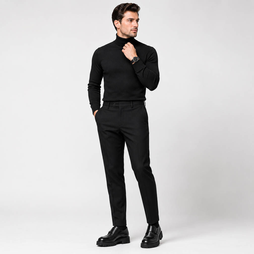 Mens Black Platform Monk Strap Loafers – Chunky Sole Casual Dress Shoes