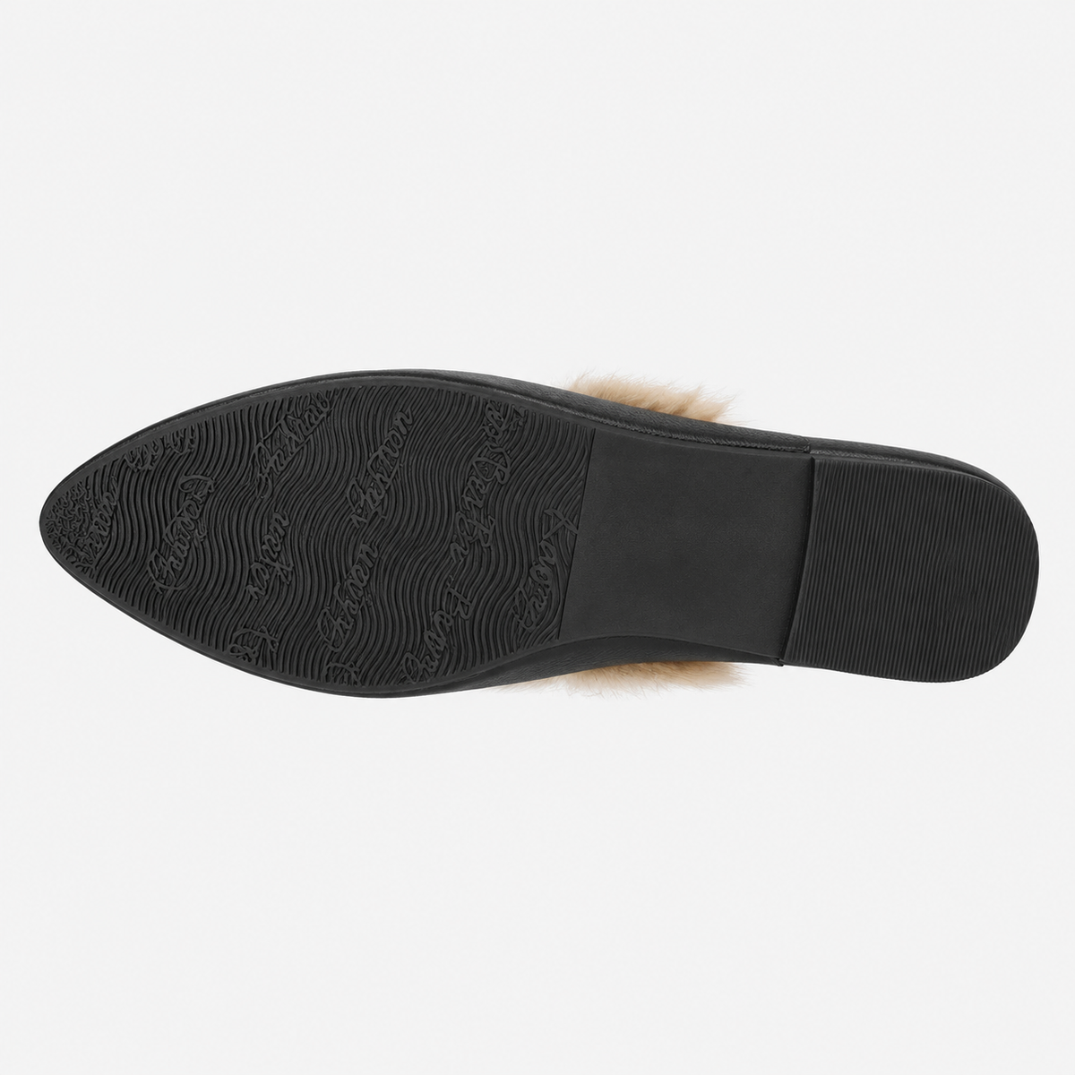 Womens Black Velvet Fur-Lined Loafers – Warm Plush Flat Casual Winter Shoes