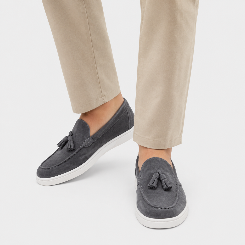 Mens Suede Tassel Loafers – British Style Slip-On Business Casual Driving Shoes