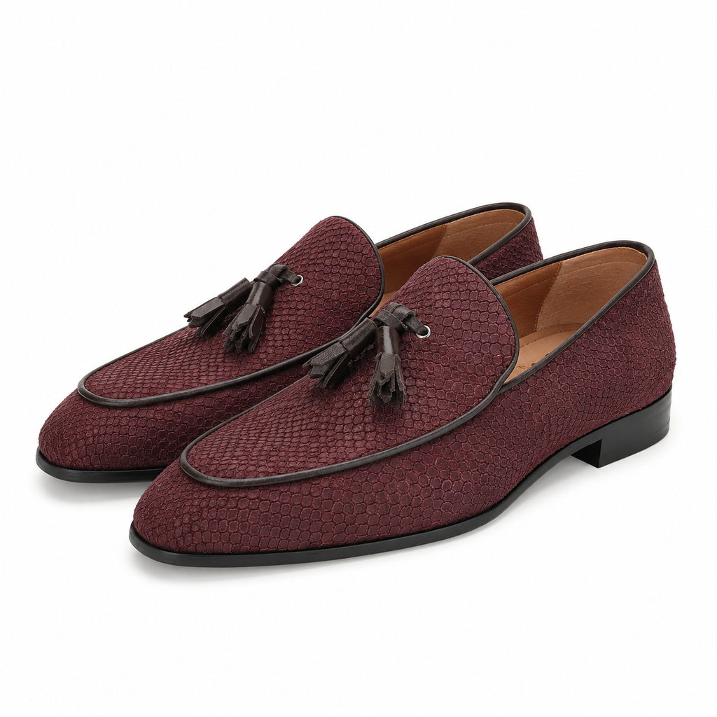 Mens Suede Tassel Loafers – Handmade Smoking Shoes in 5 Colours