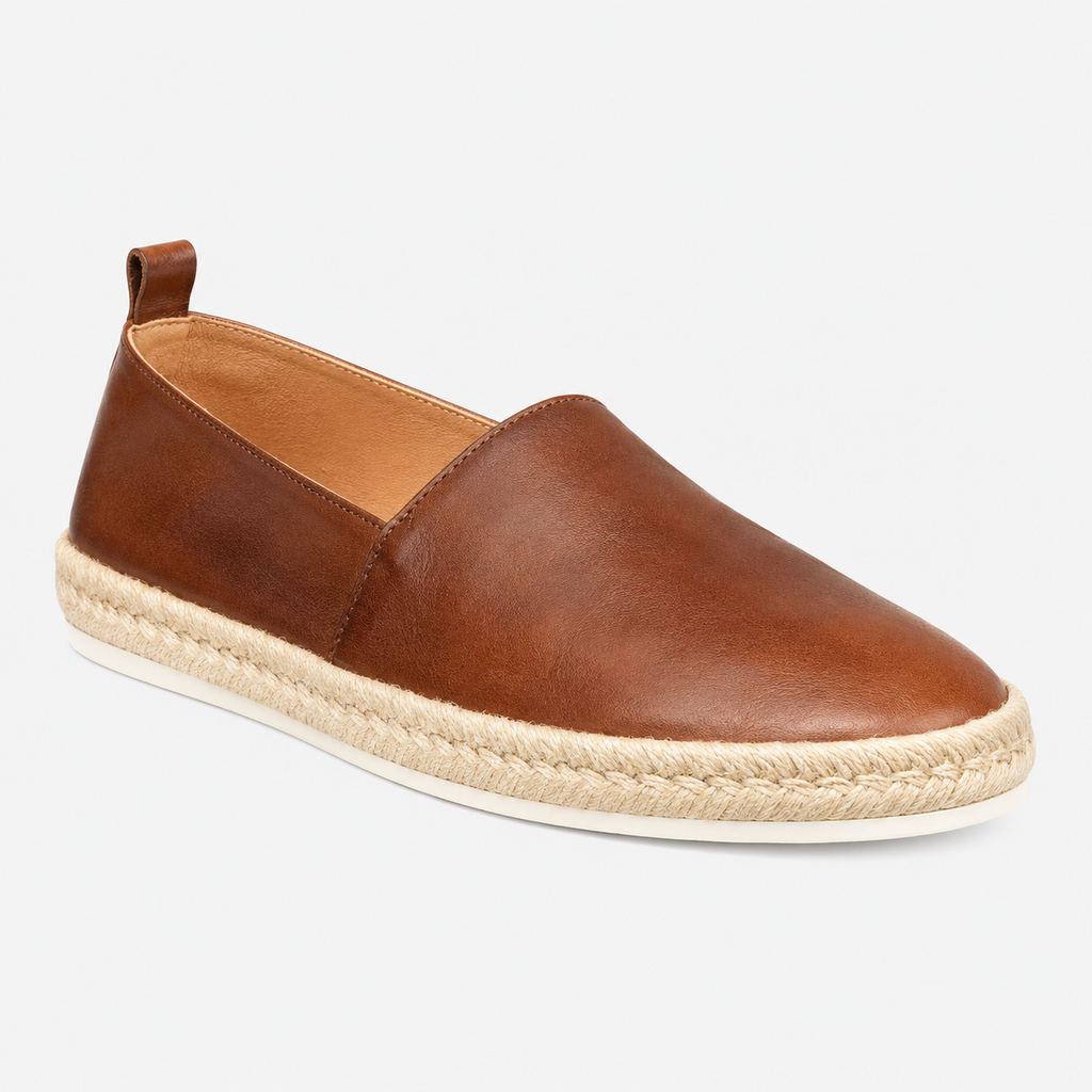 Mens Genuine Leather Boat Loafers – Soft Handmade Brown Casual Moccasin Shoes