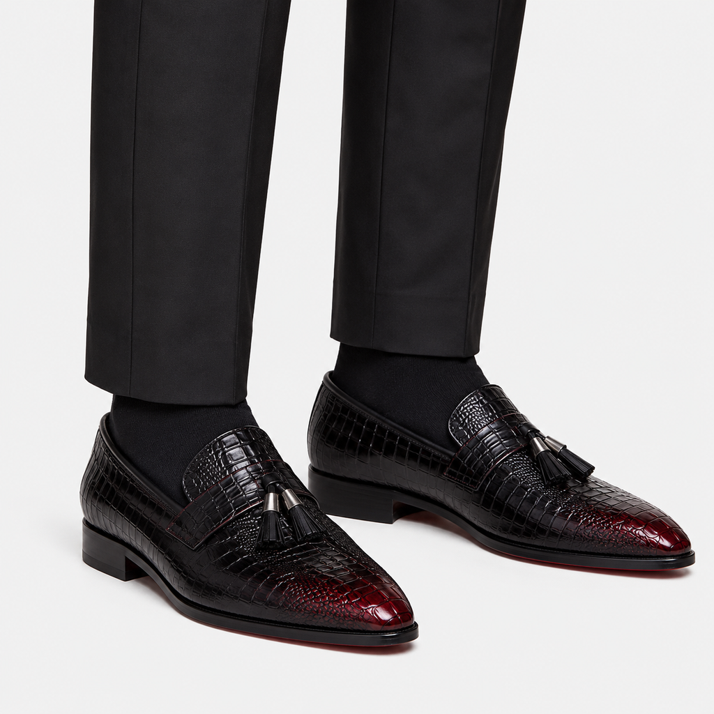 Mens Genuine Leather Tassel Loafers – Soft Casual Outdoor Driving Flat Shoes