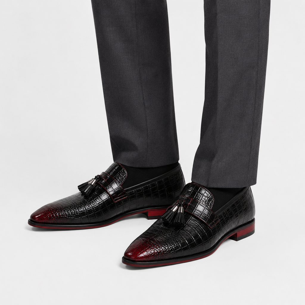 Mens Genuine Leather Tassel Loafers – Soft Casual Outdoor Driving Flat Shoes
