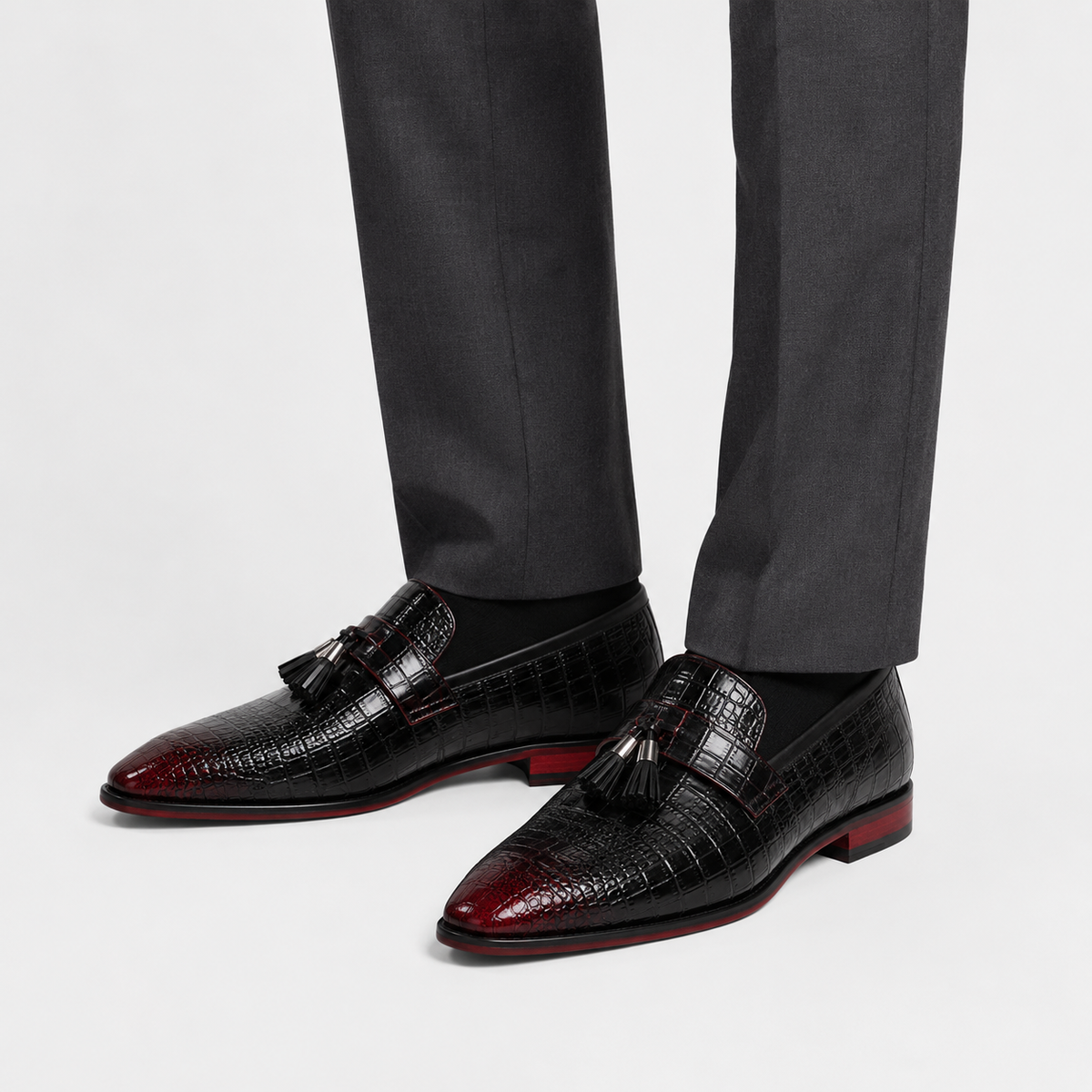 Mens Genuine Leather Tassel Loafers – Soft Casual Outdoor Driving Flat Shoes