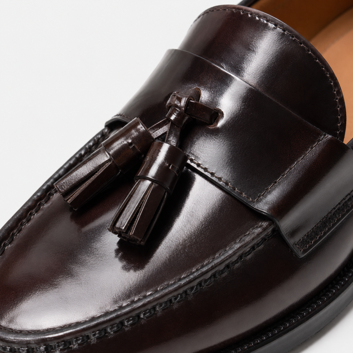 Mens Brown Patent Leather Tassel Loafers – Vintage Slip-On Smart Casual Shoes